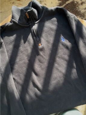 Ralph Lauren Men's Black Quarter-Zip Pullover with Blue Pony